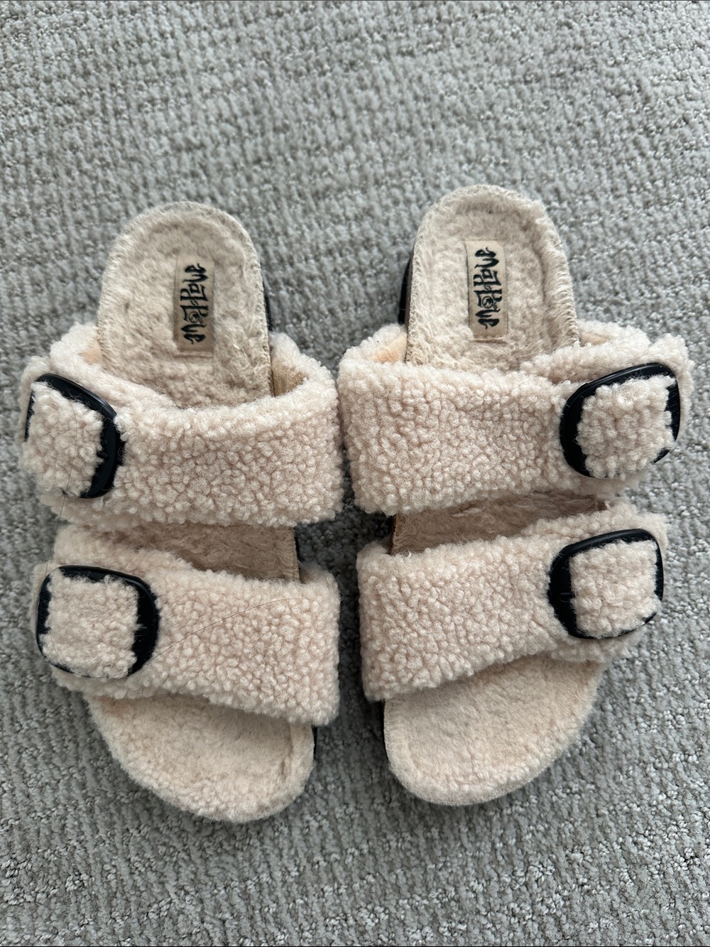 Mad Love Sherpa Buckle Sandals
